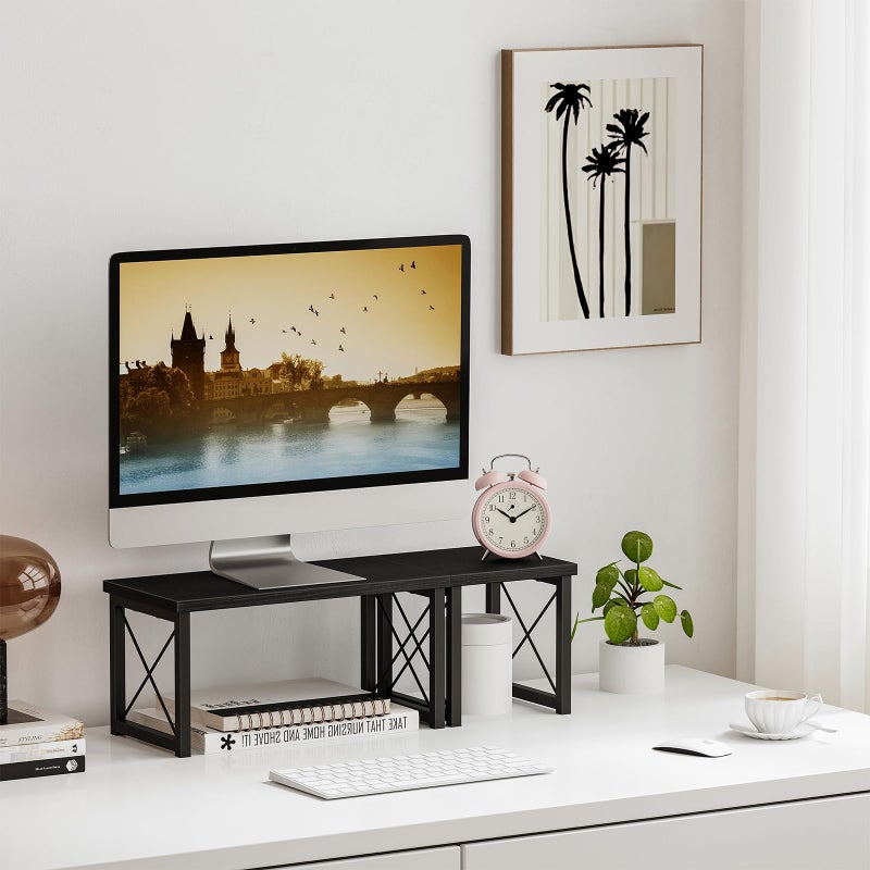 Honiter Desktop Shelf, Desktop Organizer Shelf, Freestanding Small Bookshelf Desk Shelf Organizer, 2 Tier Independent Stackable Desk Organizer, Desktop Office Storage Rack Display Shelf, Black, 7.6in - Image 3